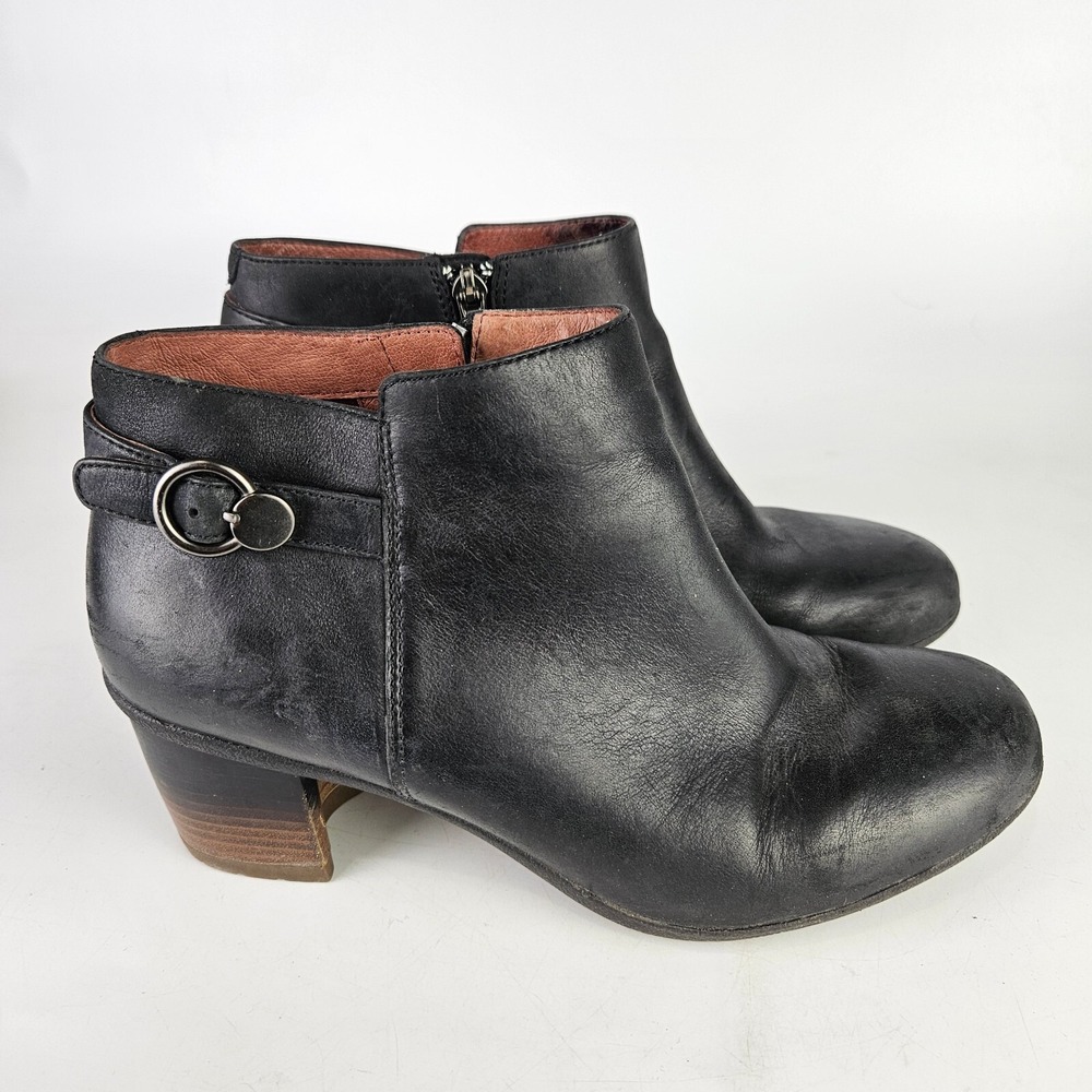 Dansko Perry Bootie Boots Black Leather Block Heel Zipper Comfort Size: 41 / 11